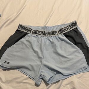 Under Armour Women's Light Blue and Black Athletic Shorts